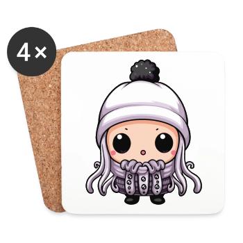 Octopus Bande dessinée de poulpe d’hiver - Dessous de verre (lot de 4) - blanc - Devant