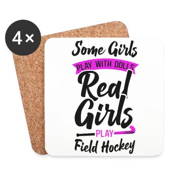 Hockey sur gazon avec lequel certaines filles jouent - Dessous de verre (lot de 4) - blanc - Devant