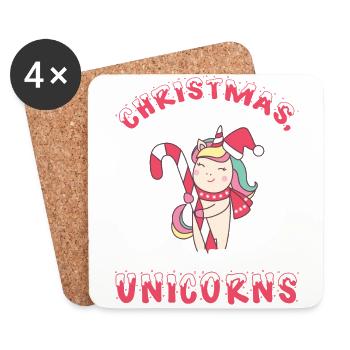 Einhorn Pferde Reitern Weihnachen Liebe Reiten - Untersetzer (4er-Set) - Weiß - Vorne