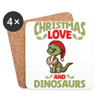 Dino Junge Boy Kinder Weihnachen Liebe Dinosaurier - Untersetzer (4er-Set) - Weiß - Vorne