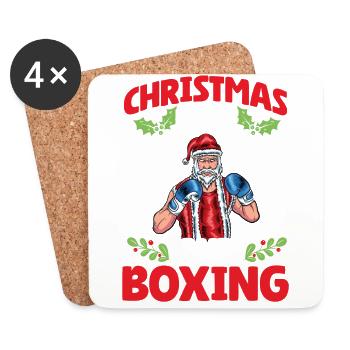 Christmas Love Boxing Boxer Weihnachtsgeschenk - Untersetzer (4er-Set) - Weiß - Vorne