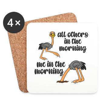 Ostrich Tired Late Riser Pajama Nightgown Sleeping - Coasters (set of 4) - white - Front