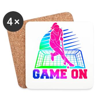 Field Hockey Retro 80s 90s Let's - Untersetzer (4er-Set) - Weiß - Vorne