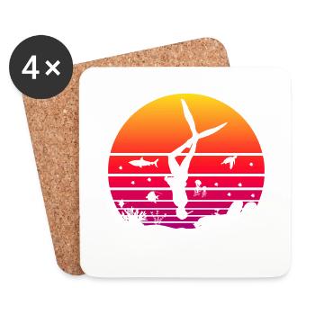 Diving, Freediving, Apnea No Limit Freediving - Coasters (set of 4) - white - Front