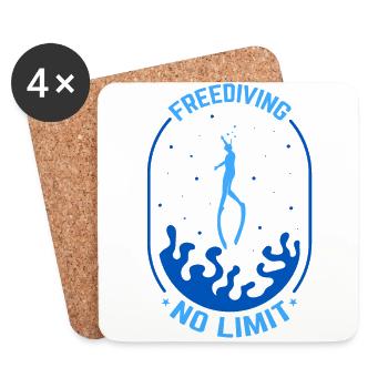 Diving, Freediving, Apnea No Limit Freediving - Coasters (set of 4) - white - Front