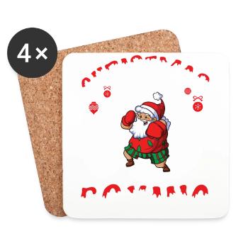 Christmas Love Boxing Boxer Weihnachtsgeschenk - Untersetzer (4er-Set) - Weiß - Vorne