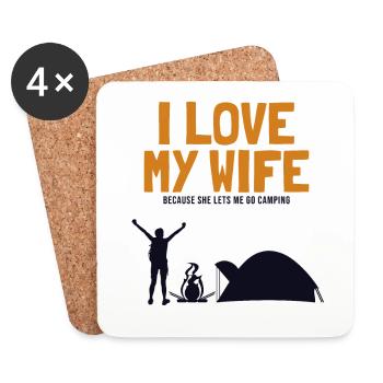 I love my Wife Camping Zelten Glamping - Untersetzer (4er-Set) - Weiß - Vorne