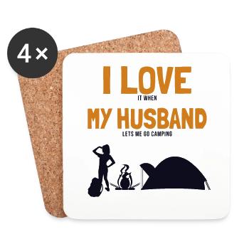 I love my Husband Camping Campingplatz Zelten - Untersetzer (4er-Set) - Weiß - Vorne