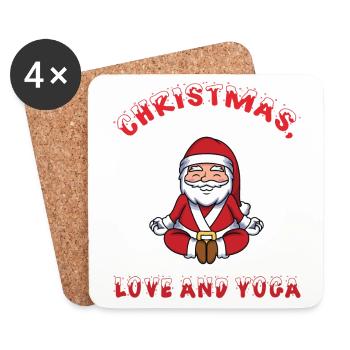 Yogini Yoga Meditation Christmas, Love and Yoga - Coasters (set of 4) - white - Front
