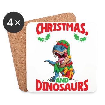 Dino Junge Boy Kinder Weihnachen Liebe Dinosaurier - Untersetzer (4er-Set) - Weiß - Vorne