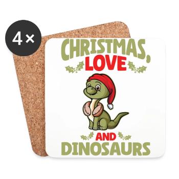Dino Junge Boy Kinder Weihnachen Liebe Dinosaurier - Untersetzer (4er-Set) - Weiß - Vorne
