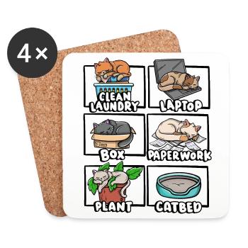 Clean Laundry Box Katzenbett Kitten Lover Sleepy - Untersetzer (4er-Set) - Weiß - Vorne