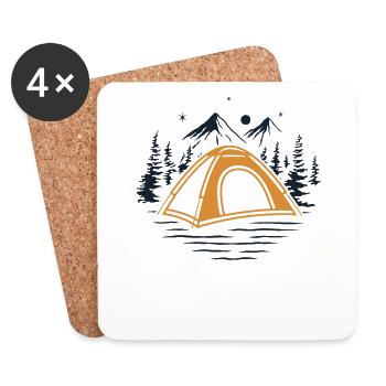 Camping Tentes Glamping Camper Camping - Dessous de verre (lot de 4) - blanc - Devant