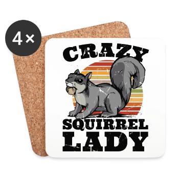 Crazy Squirrel Lady Squirrel Fox Squirrel - Coasters (set of 4) - white - Front
