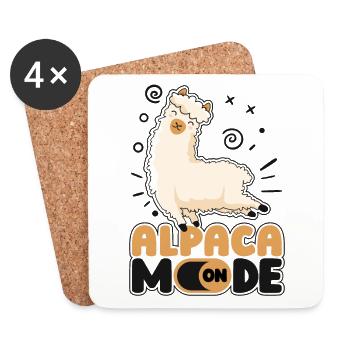 Alpaca Mode On Llama Pako Huacaya Alpaca Breeder - Coasters (set of 4) - white - Front