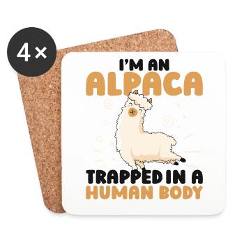 I'm An Alpaca Trapped In A Human Body Huacaya - Coasters (set of 4) - white - Front