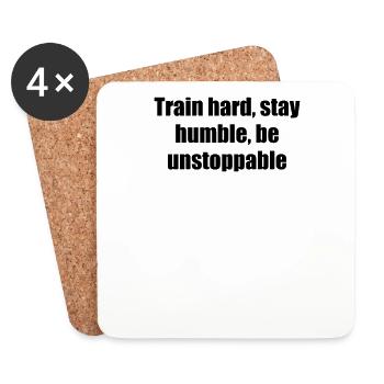 Fitness - Train hard, stay humble, be unstoppable - Untersetzer (4er-Set) - Weiß - Vorne
