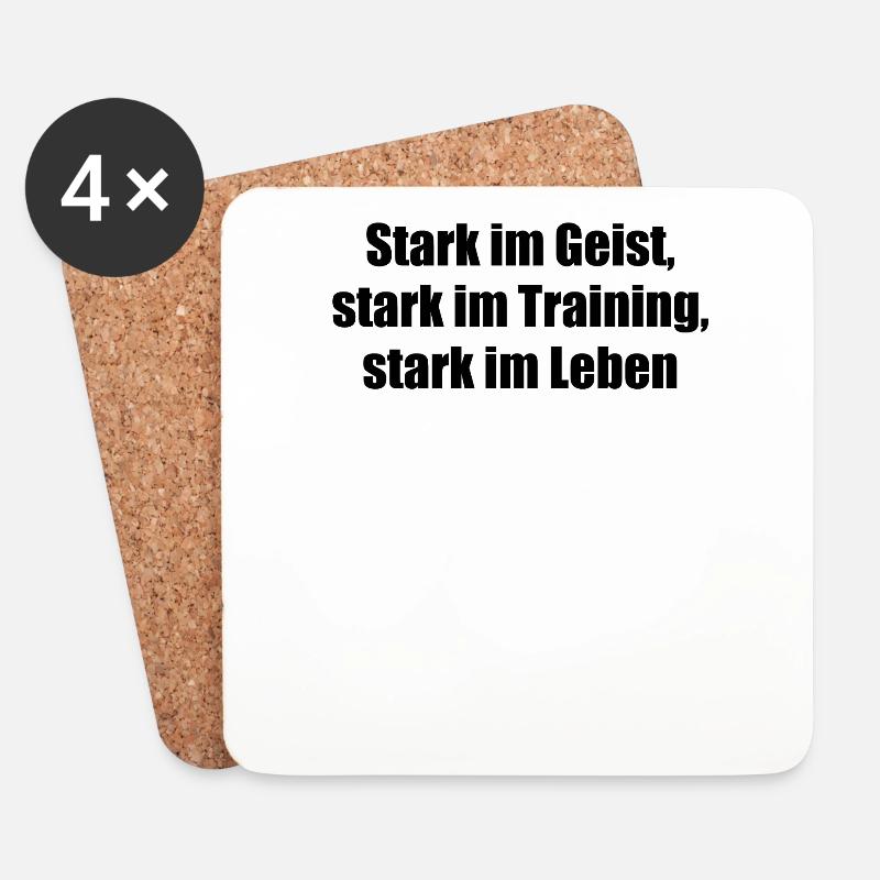 Fitness - Stark im Geist, stark im Training, - Untersetzer (4er-Set) - Weiß