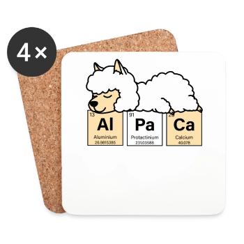 Alpaca Periodic Table Of Elements Lama Pako - Coasters (set of 4) - white - Front