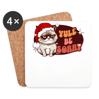 Yule Be Sorry: Angry Cat For Women Funny Christmas - Untersetzer (4er-Set) - Weiß - Vorne