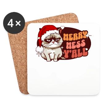 Merry Mess Y'all: Angry Cat Women Funny Christmas - Untersetzer (4er-Set) - Weiß - Vorne