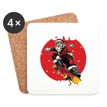 Skater Skatebaord Outfit Christmas Love - Coasters (set of 4) - white - Front