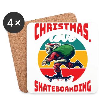 Skater Skatebaord Outfit Christmas Love - Coasters (set of 4) - white - Front