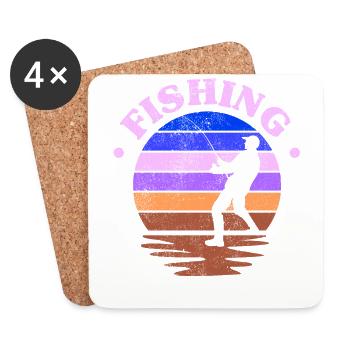 Angel, Angler, Fischer Fischen und Hecht Angeln - Untersetzer (4er-Set) - Weiß - Vorne