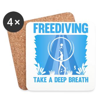 Tauchen, Apnoetauchen, Apnoe No Limit Freediving - Untersetzer (4er-Set) - Weiß - Vorne