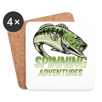 Fishing, Angler, Fisherman Fishing and Pike Fishing - Coasters (set of 4) - white - Front