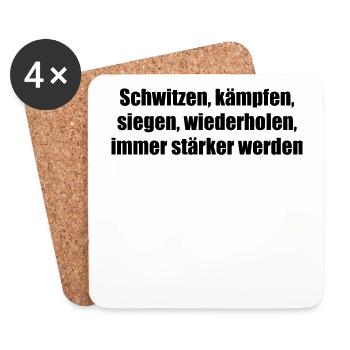 Fitness - Schwitzen, kämpfen, siegen, - Untersetzer (4er-Set) - Weiß - Vorne