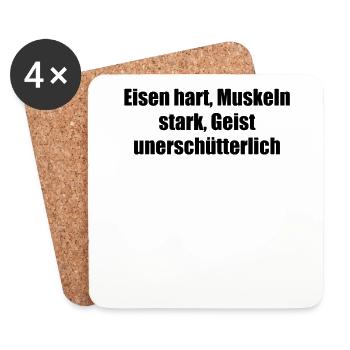 Fitness - Eisen hart, Muskeln stark, Geist - Untersetzer (4er-Set) - Weiß - Vorne