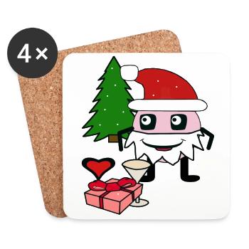 Christmas Advent Nikolaus Weihnachtsmann Kinder - Untersetzer (4er-Set) - Weiß - Vorne