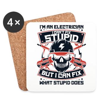 Je suis un électricien, je ne peux pas réparer un ingénieur en électronique stupide - Dessous de verre (lot de 4) - blanc - Devant