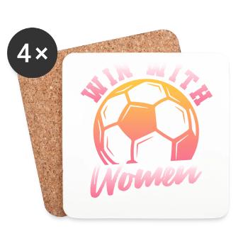 Frauenfußball, Fußball Frauen Soccer Damenfußball - Untersetzer (4er-Set) - Weiß - Vorne