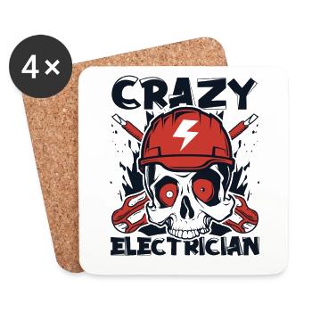 Crazy Electrician Technicien en électronique - Dessous de verre (lot de 4) - blanc - Devant