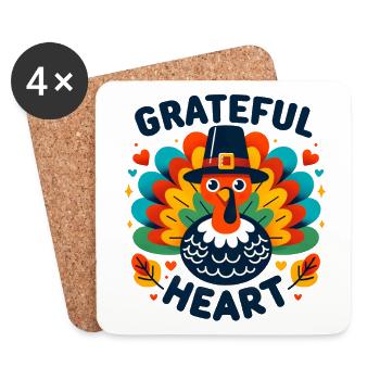 Grateful Heart - Thanksgiving Turkey Time Kids - Coasters (set of 4) - white - Front
