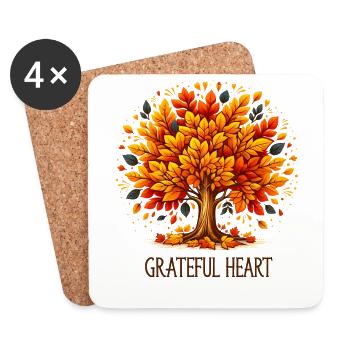 Grateful Heart - Thanksgiving Turkey Time Kinder - Untersetzer (4er-Set) - Weiß - Vorne
