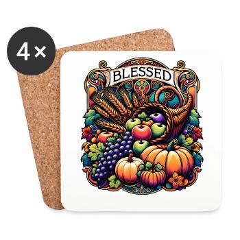 Blessings Fall - Thanksgiving Turkey Time for Boys - Coasters (set of 4) - white - Front