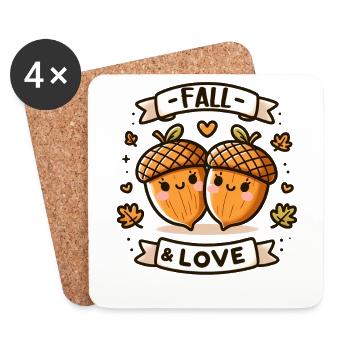 Cute Fall & Love - Thanksgiving Turkey Time Kids - Coasters (set of 4) - white - Front