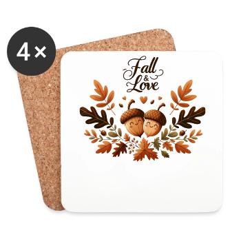 Cute Fall & Love - Thanksgiving Turkey Time Kids - Coasters (set of 4) - white - Front