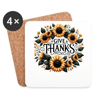 Give Thanks - Thanksgiving Turkey Time Kids - Coasters (set of 4) - white - Front