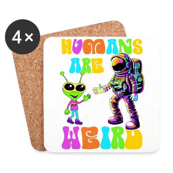 Alien, UFO, UAP, Space, Weltraum Flugobjekt - Untersetzer (4er-Set) - Weiß - Vorne