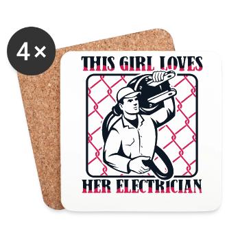 Cette fille aime son électricien ingénieur électricien - Dessous de verre (lot de 4) - blanc - Devant