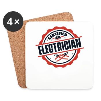 Électricien certifié Elektroniker Elektriker - Dessous de verre (lot de 4) - blanc - Devant