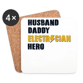 Mari Papa Électricien Héros Ingénieur électricien - Dessous de verre (lot de 4) - blanc - Devant