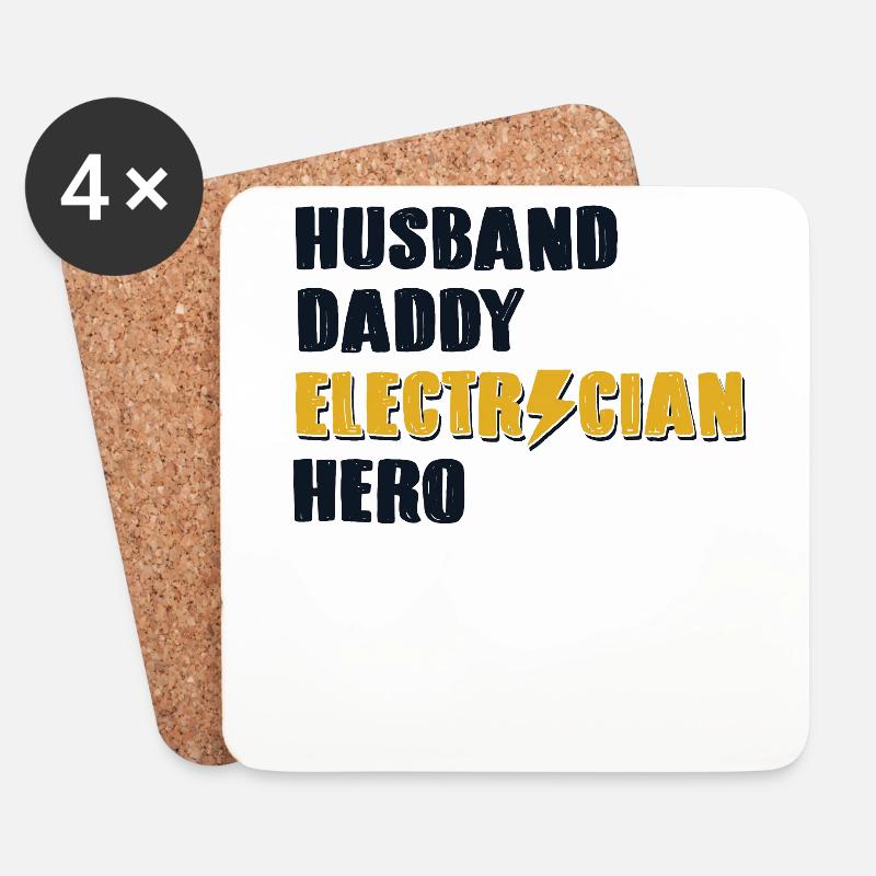 Husband Daddy Electrician Hero Elektrotechniker - Untersetzer (4er-Set) - Weiß