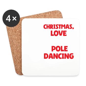 Poledan Tänzerin, Pole Dancing Weihnachten Liebe - Untersetzer (4er-Set) - Weiß - Vorne