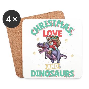 Dino Junge Boy Kinder Weihnachen Liebe Dinosaurier - Untersetzer (4er-Set) - Weiß - Vorne