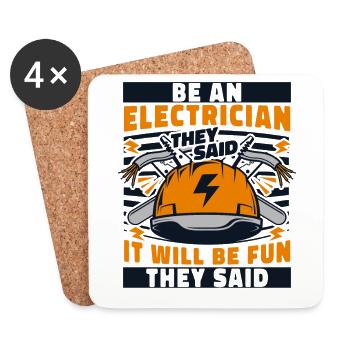 Être électricien Ils ont dit Elektroinstallateur - Dessous de verre (lot de 4) - blanc - Devant